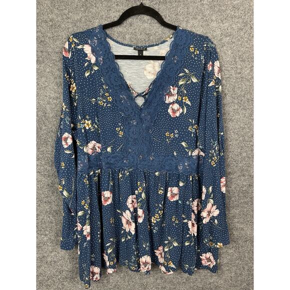 torrid Tops - Torrid Boho Cottage Peasant Prairie Lace Empire Floral Women's Top Sz 3